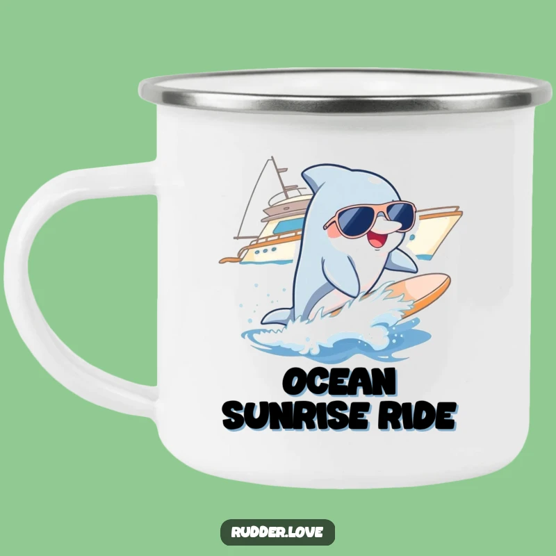 Funny Dolphin Surfer Camp Mug: Adventure and Cool Vibes On the Go
