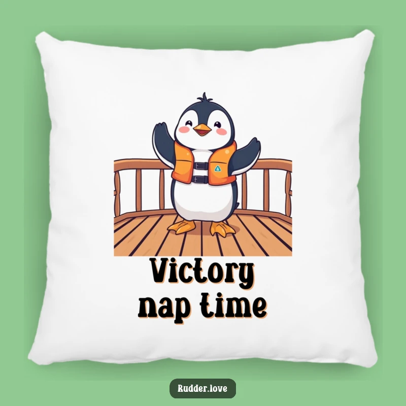 Funny Penguin Victor Pillow: Comfy Comfort with Triumphant Charm