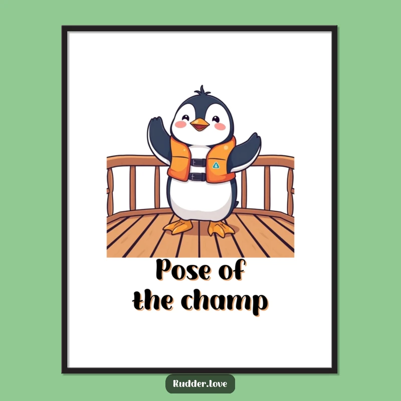 Funny Penguin Victor Art Print: Instant Triumph and Playful Whimsy