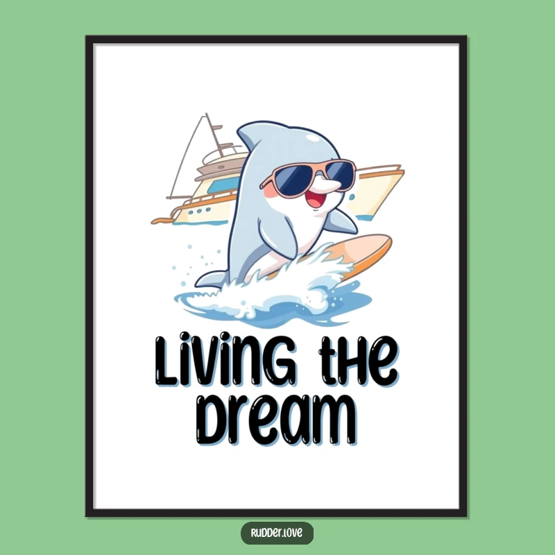Funny Dolphin Surfer Poster: Cool Wall Art for Beach Vibes