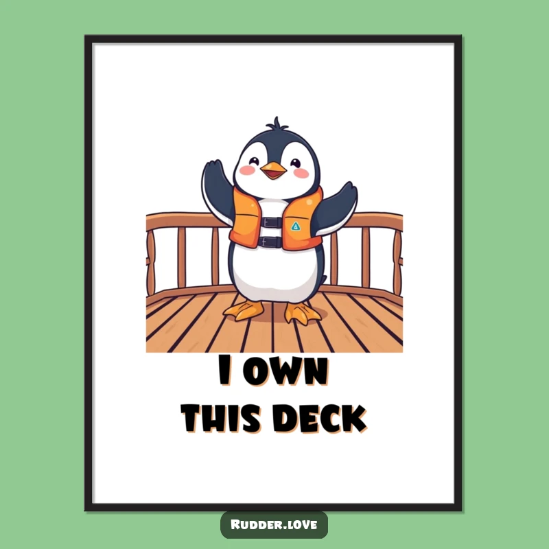 Funny Penguin Victor Poster: Triumphant Wall Art for Cheerful Homes