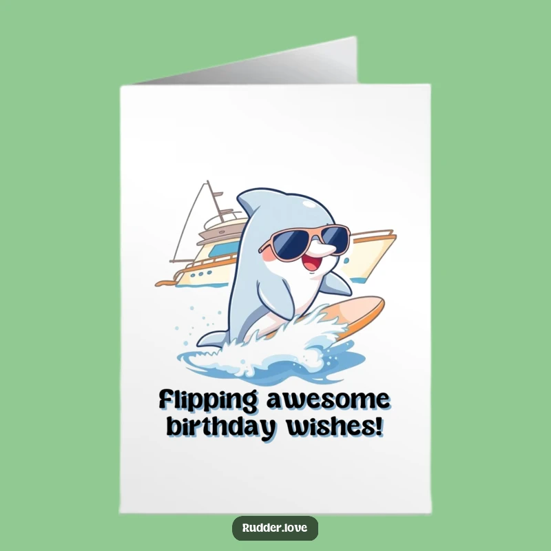 Free Printable Funny Dolphin Birthday Card - Surfing Humor Downloadable Gift