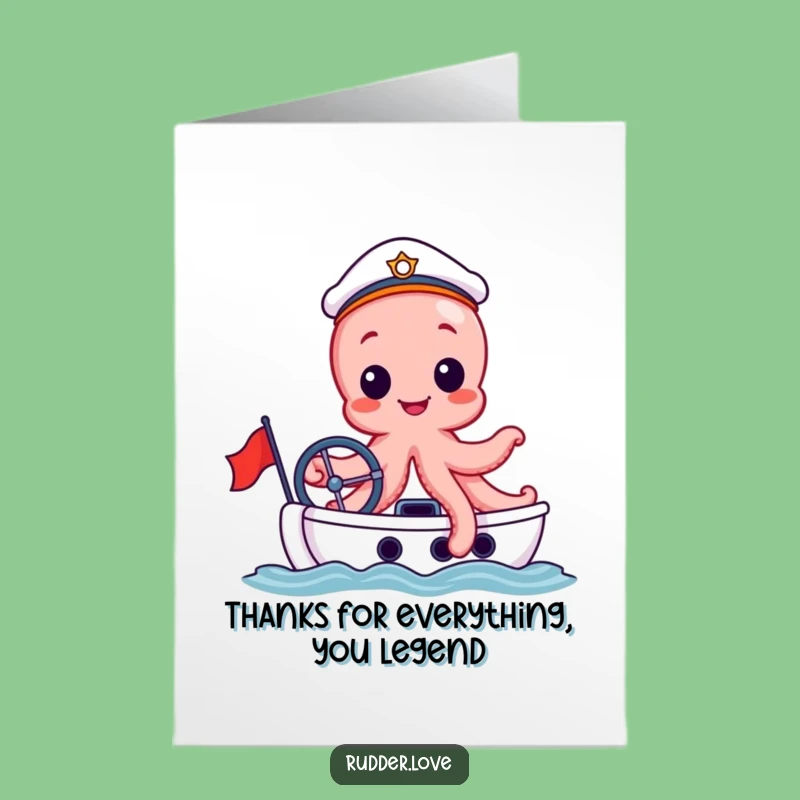 Free Printable Funny Octopus Thank You Card - Nautical Gratitude Downloadable Gift